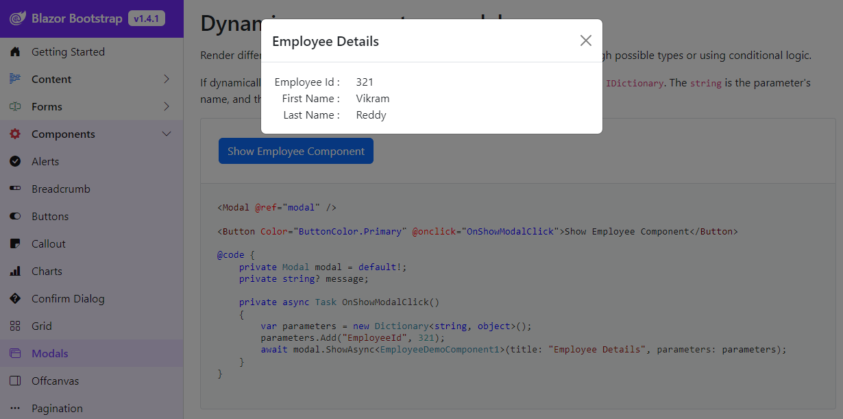 Blazor Modal Component