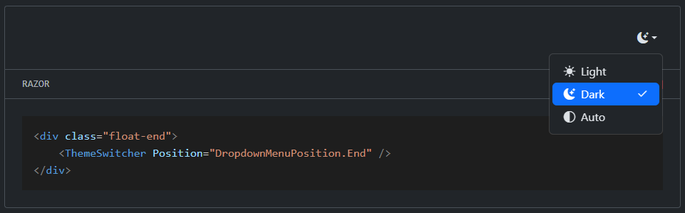 Blazor ThemeSwitcher Component
